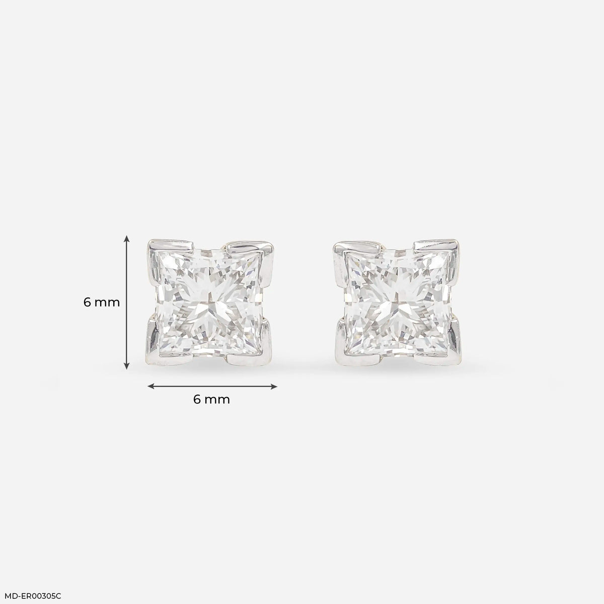 2 Carat Princess Cut Solitaire Lab Diamond Earrings