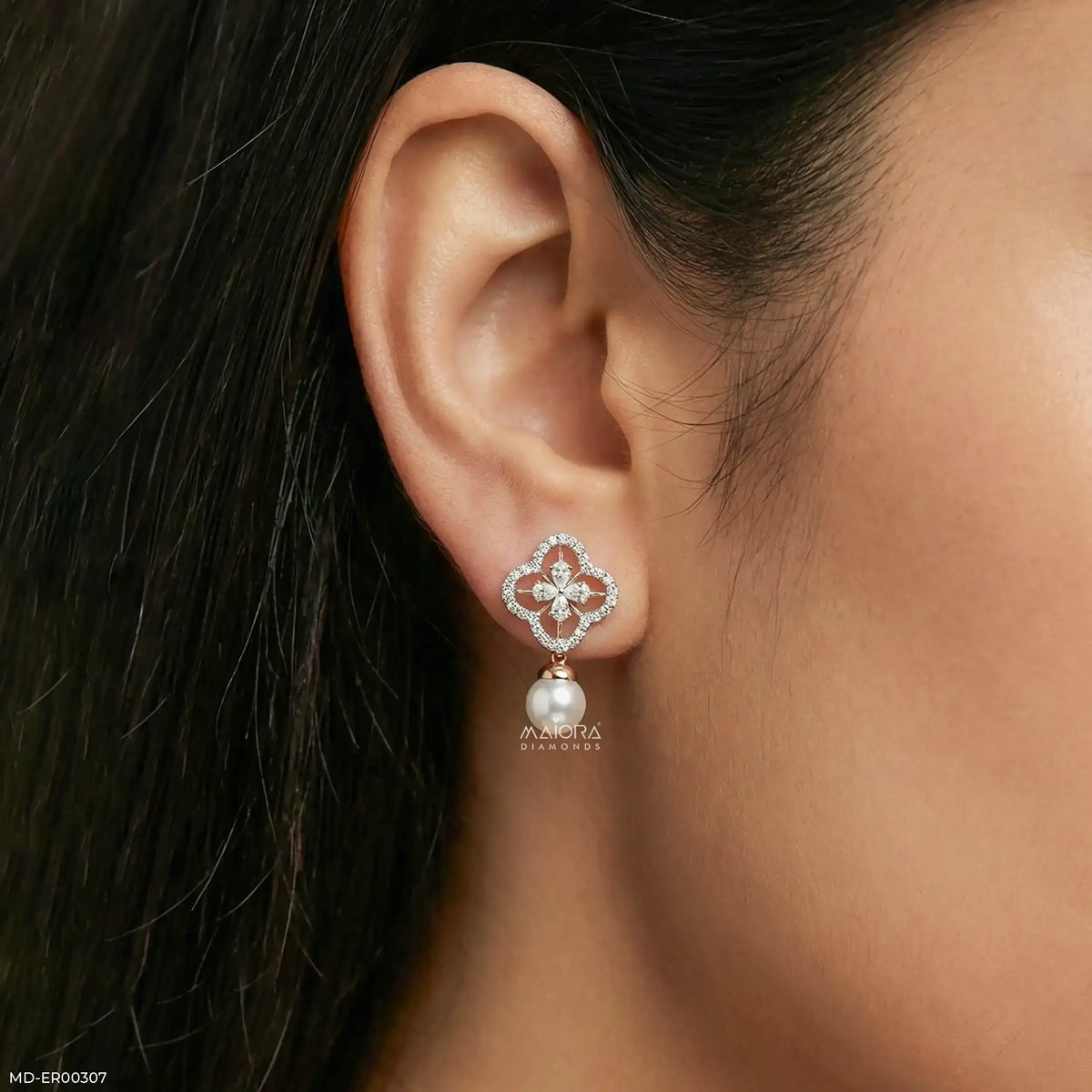 1 Carat Glamming Pearl Lab Diamond Earrings