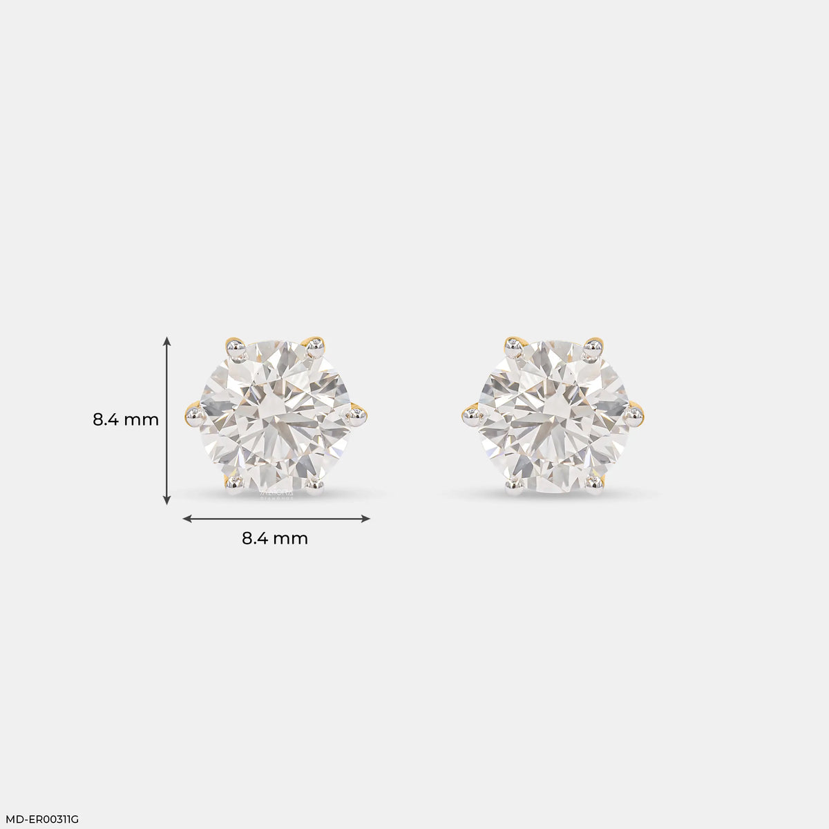4 Carat Round Classic Solitaire Stud