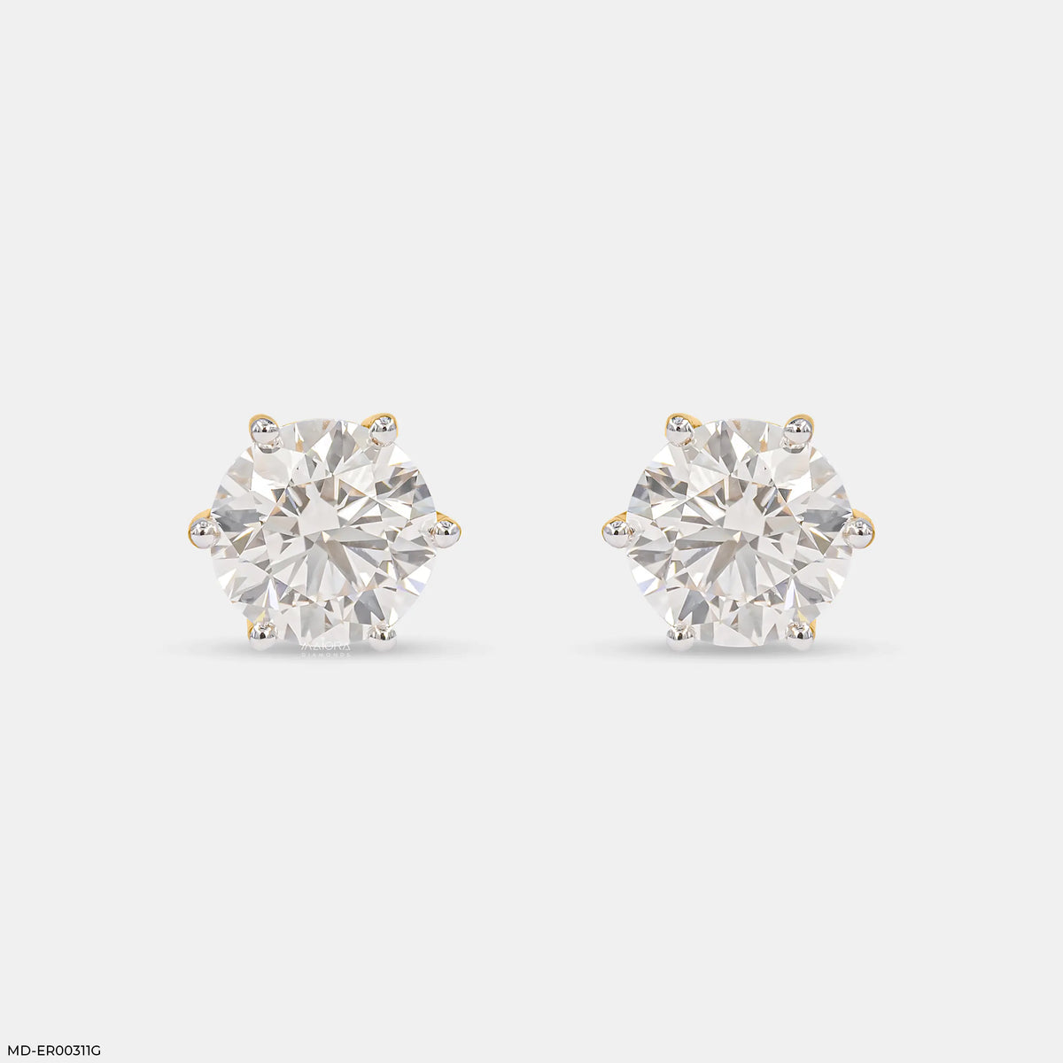 4 Carat Round Classic Solitaire Stud