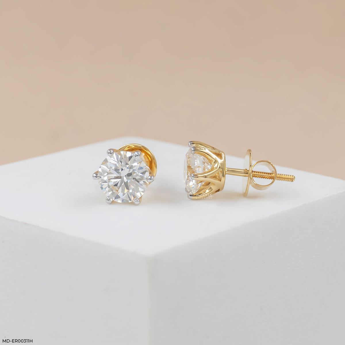 3 Carat Round Brilliant-Cut Stud Earrings