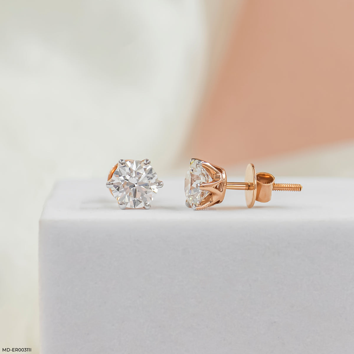 2 Carat Round Brilliant Lab Diamond Solitaire studs Earrings