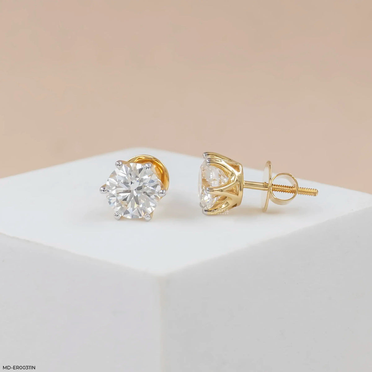 2 Carat Round Classic Solitaire Stud Lab Diamond Earrings