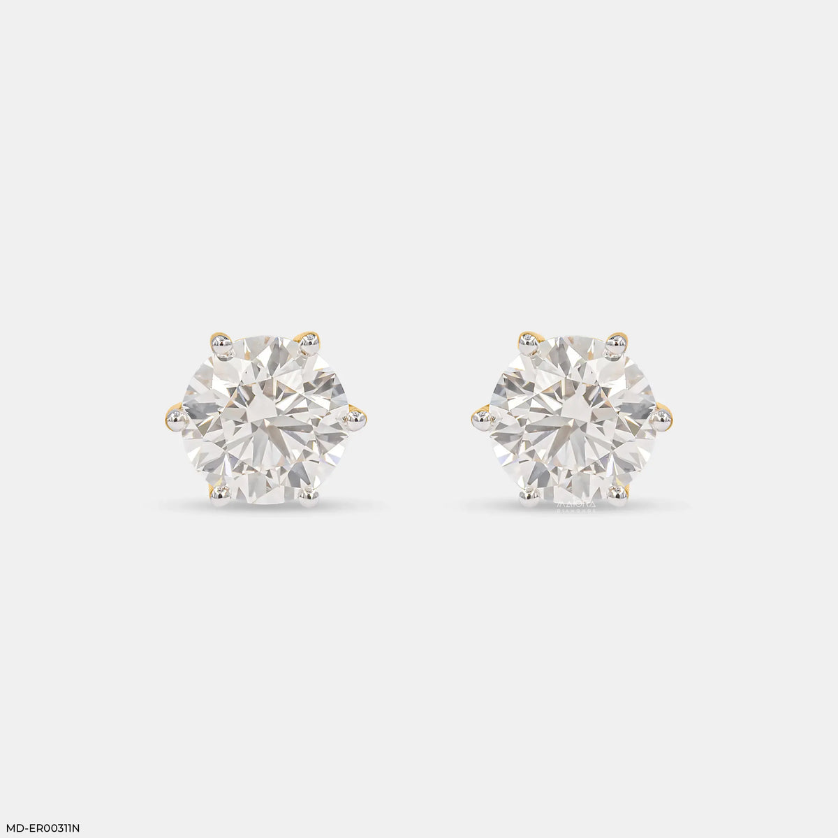 2 Carat Round Classic Solitaire Stud Lab Diamond Earrings