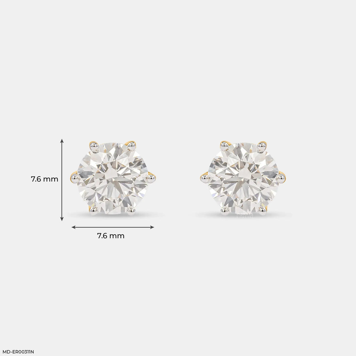 2 Carat Round Classic Solitaire Stud Lab Diamond Earrings