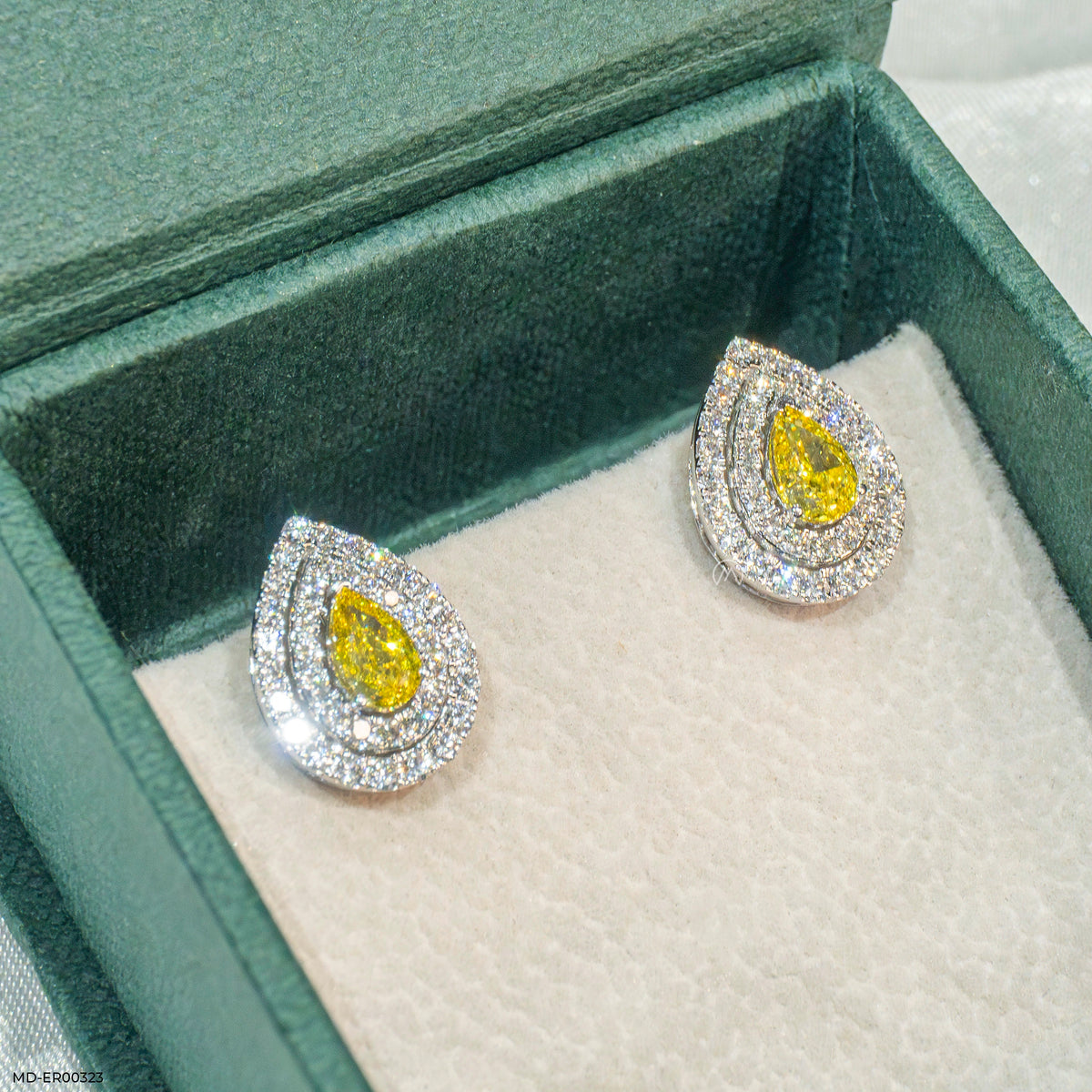 1.5 Carat Canary Halo Diamond Studs