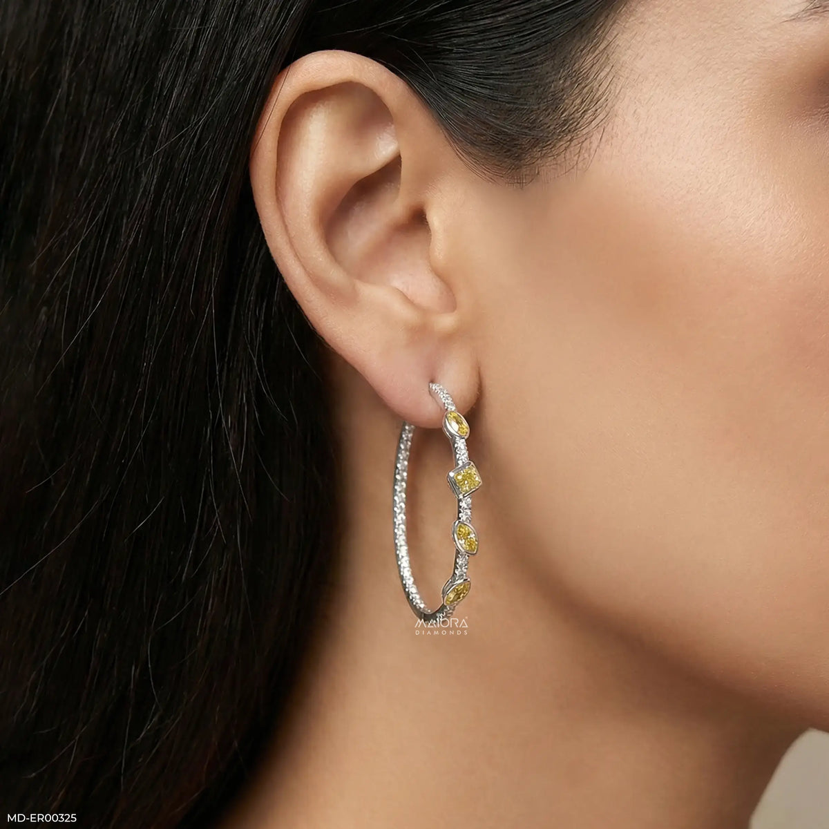 4.5 Carat Alternating Fancy Cut Hoops Lab Diamond Earrings