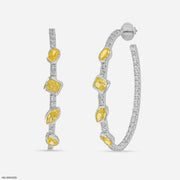 4.5 Carat Alternating Fancy Cut Hoops Lab Diamond Earrings
