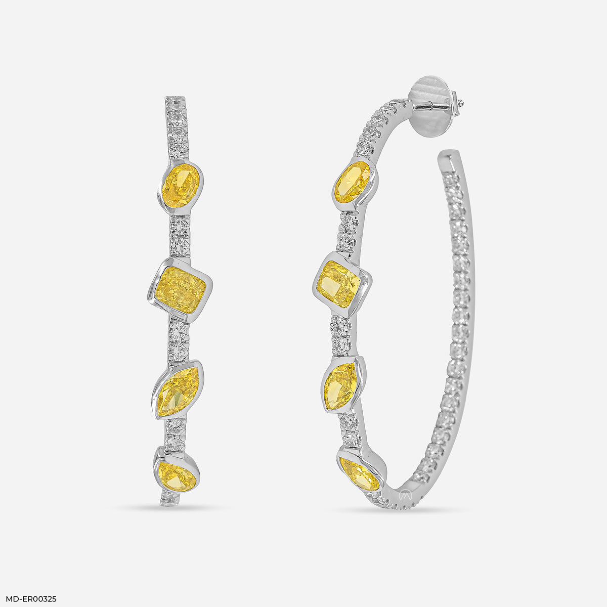 4.5 Carat Alternating Fancy Cut Hoops Lab Diamond Earrings