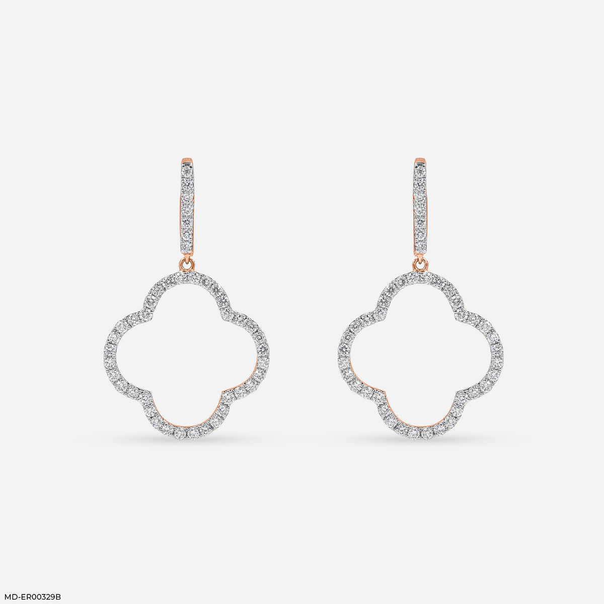 1 Carat Pave Quatrefoil Lab Diamomd Drop Earrings