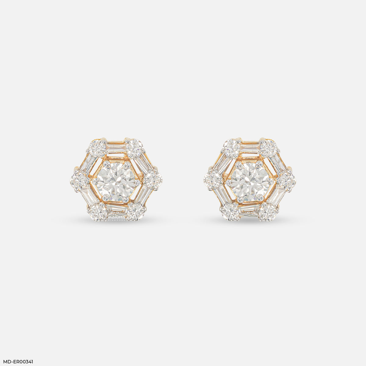 1 Carat Hexagonal Lab Diamond Cluster Stud Earrings