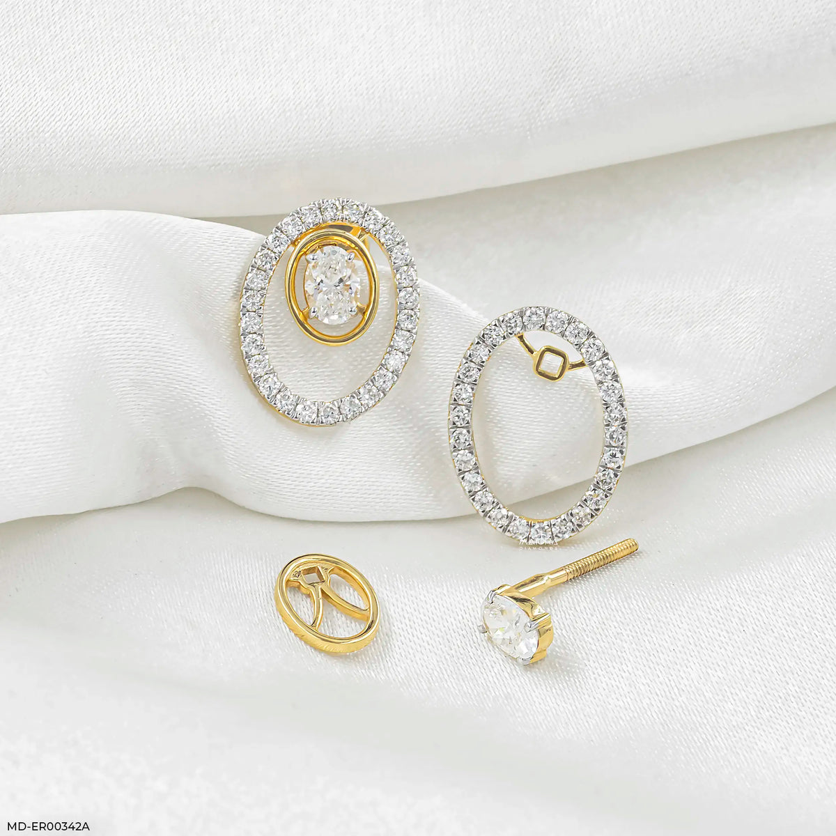 1.70 Carat Oval Halo Lab Diamond Stud Earrings
