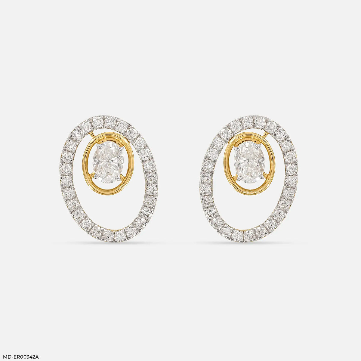 1.70 Carat Oval Halo Lab Diamond Stud Earrings