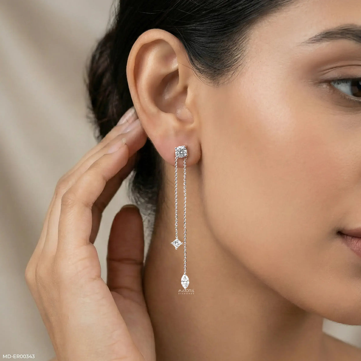 1 Carat Cascading Lab Diamond Chain Earrings