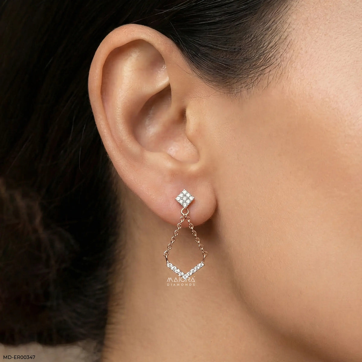 0.35 Carat A-Line Drop Chain Earrings