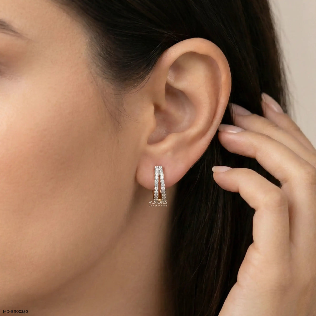 Duo Liner Diamond Bali Earrings