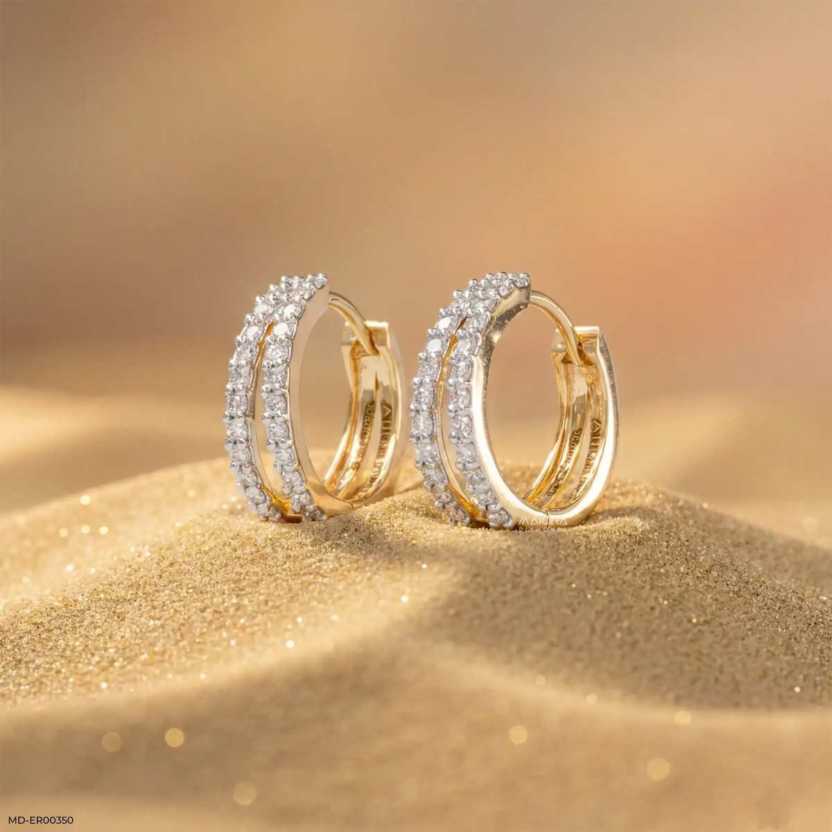 Duo Liner Diamond Bali Earrings