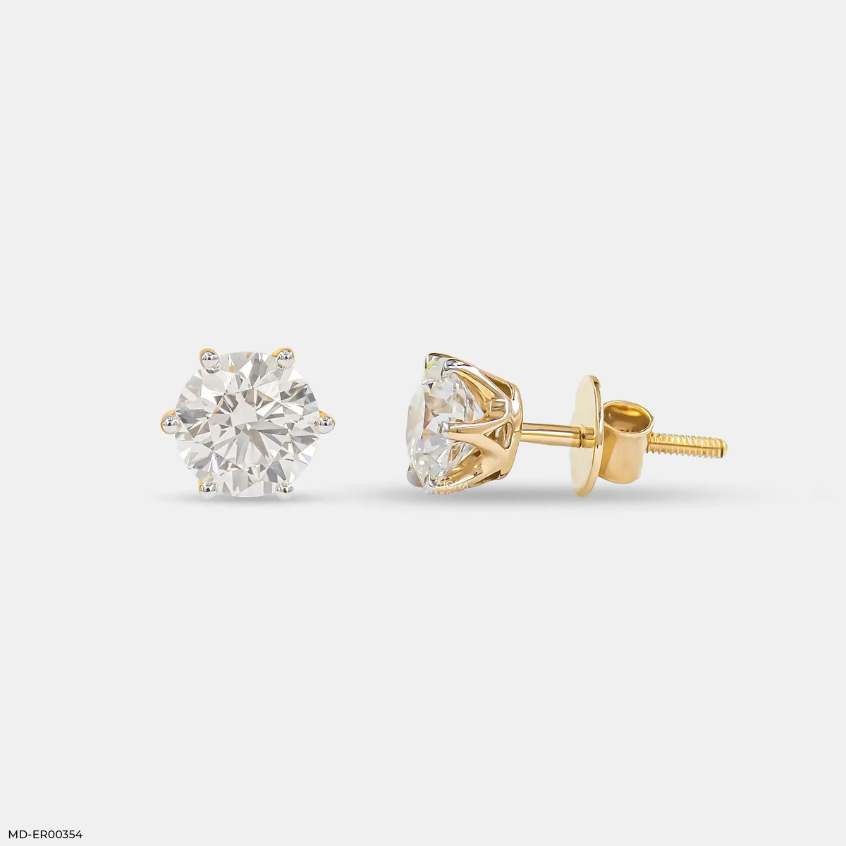 3 Carat Round Solitaire Diamond Earrings