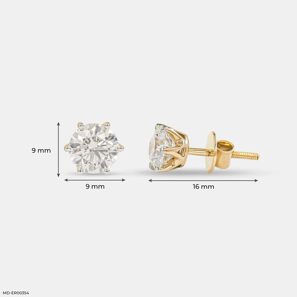 3 Carat Round Solitaire Diamond Earrings