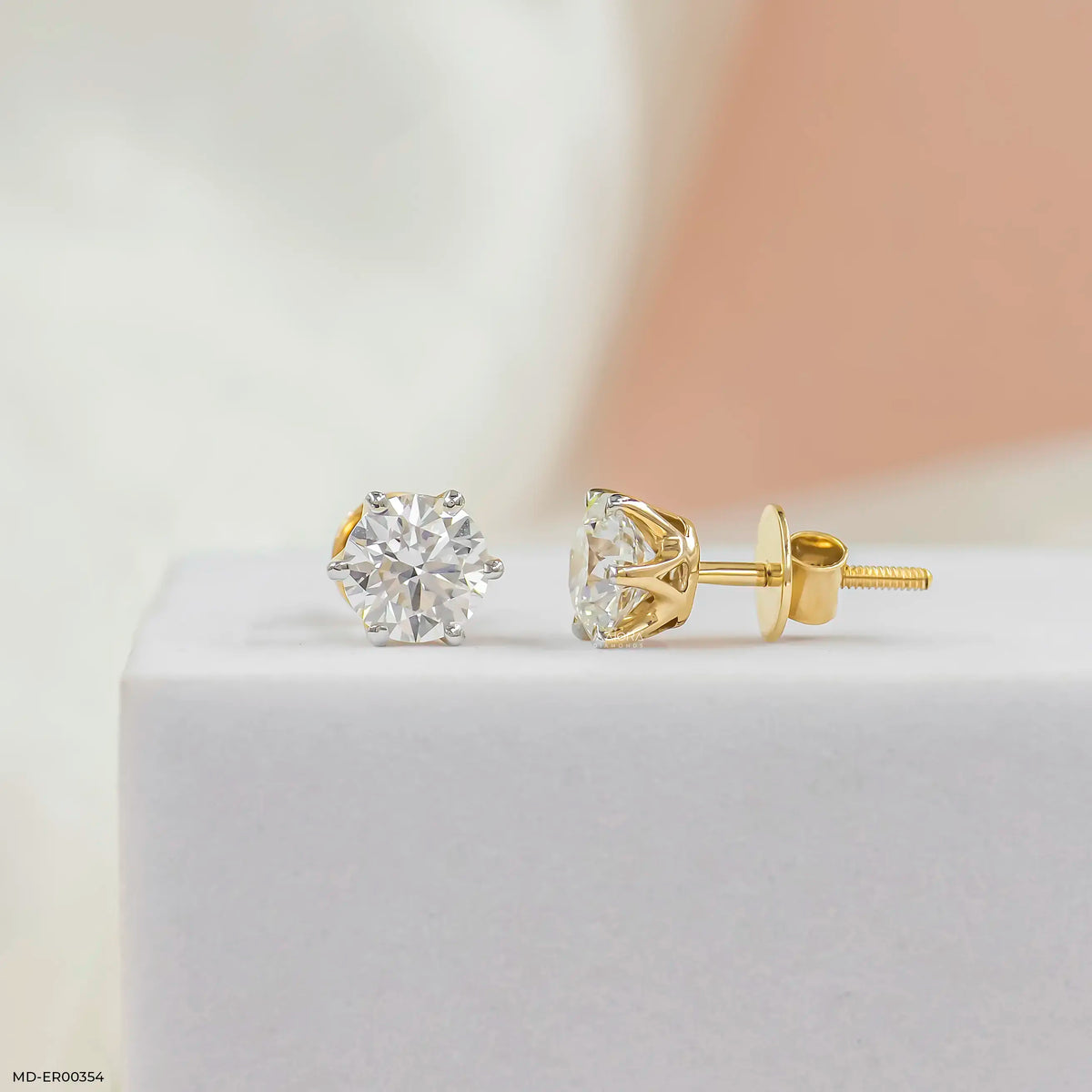 3 Carat Round Solitaire Diamond Earrings