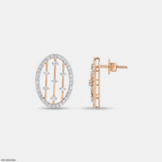 0.95 Carat Liner Lattice Oval Stud Diamond Earrings