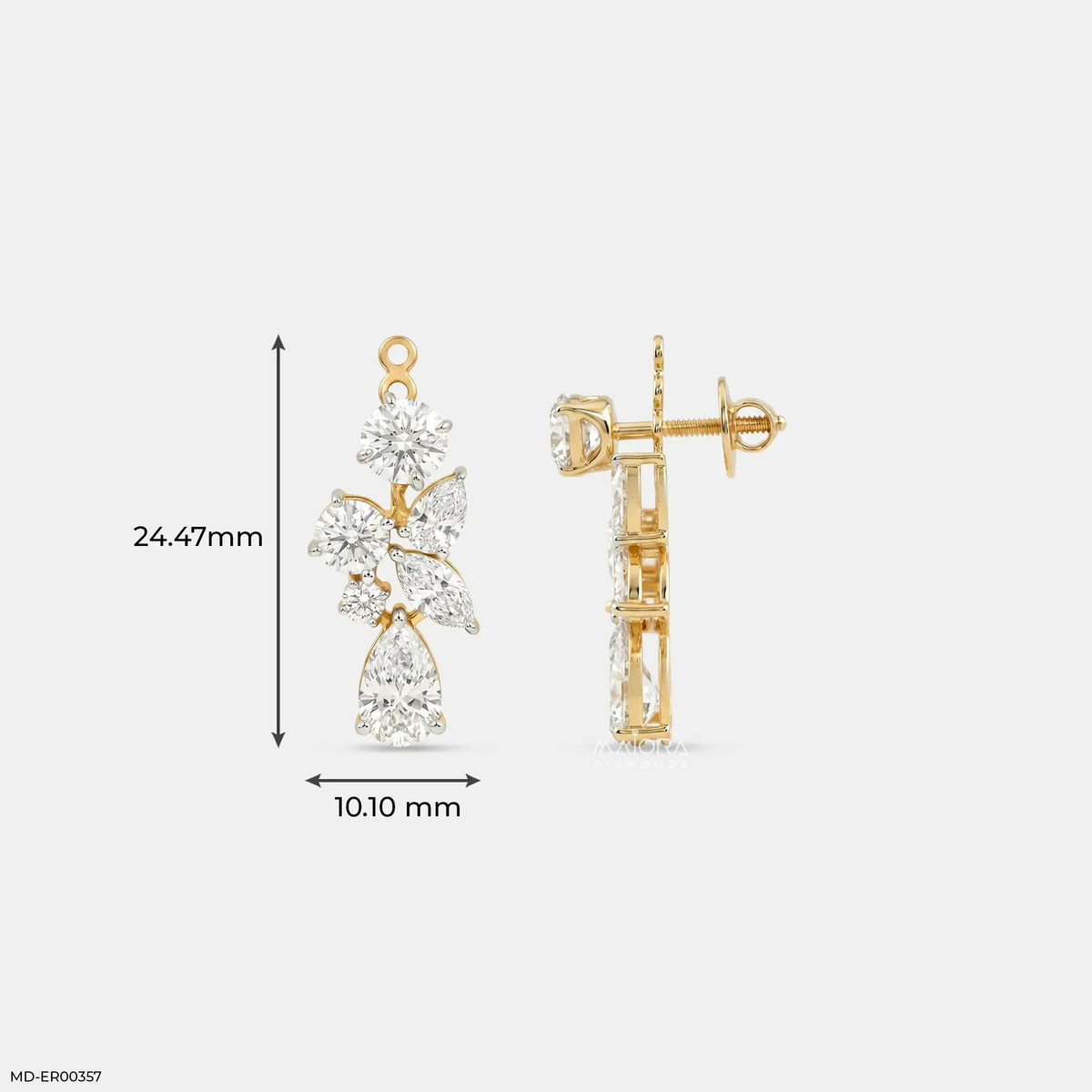 2.95 Multi Fancy Shape Detachable Diamond Earrings