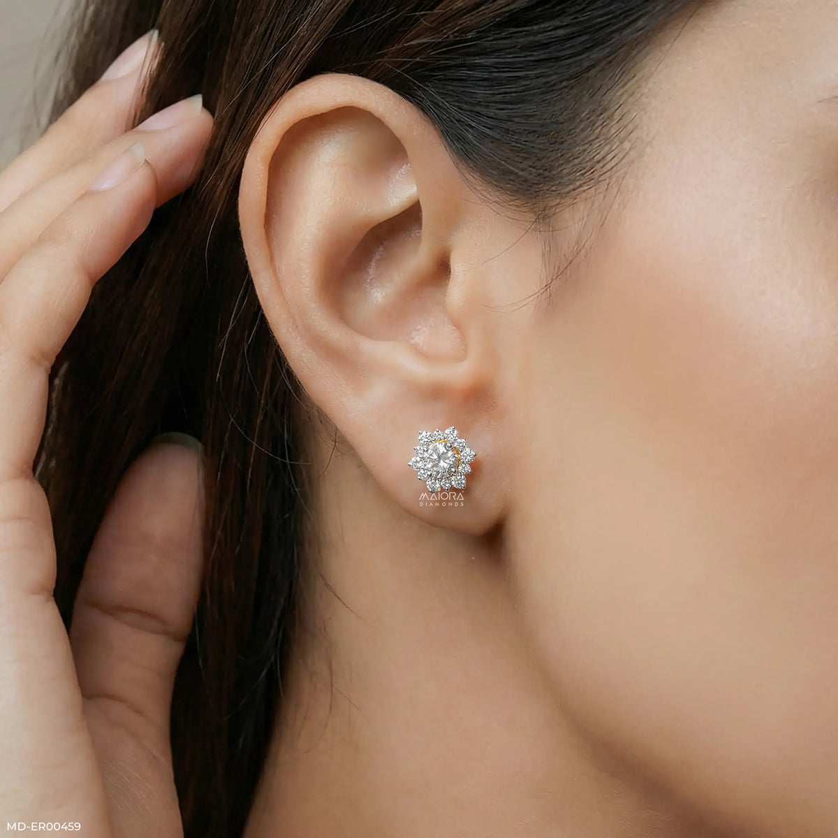 1 Carat Round Solitaire Flower Bud Stud