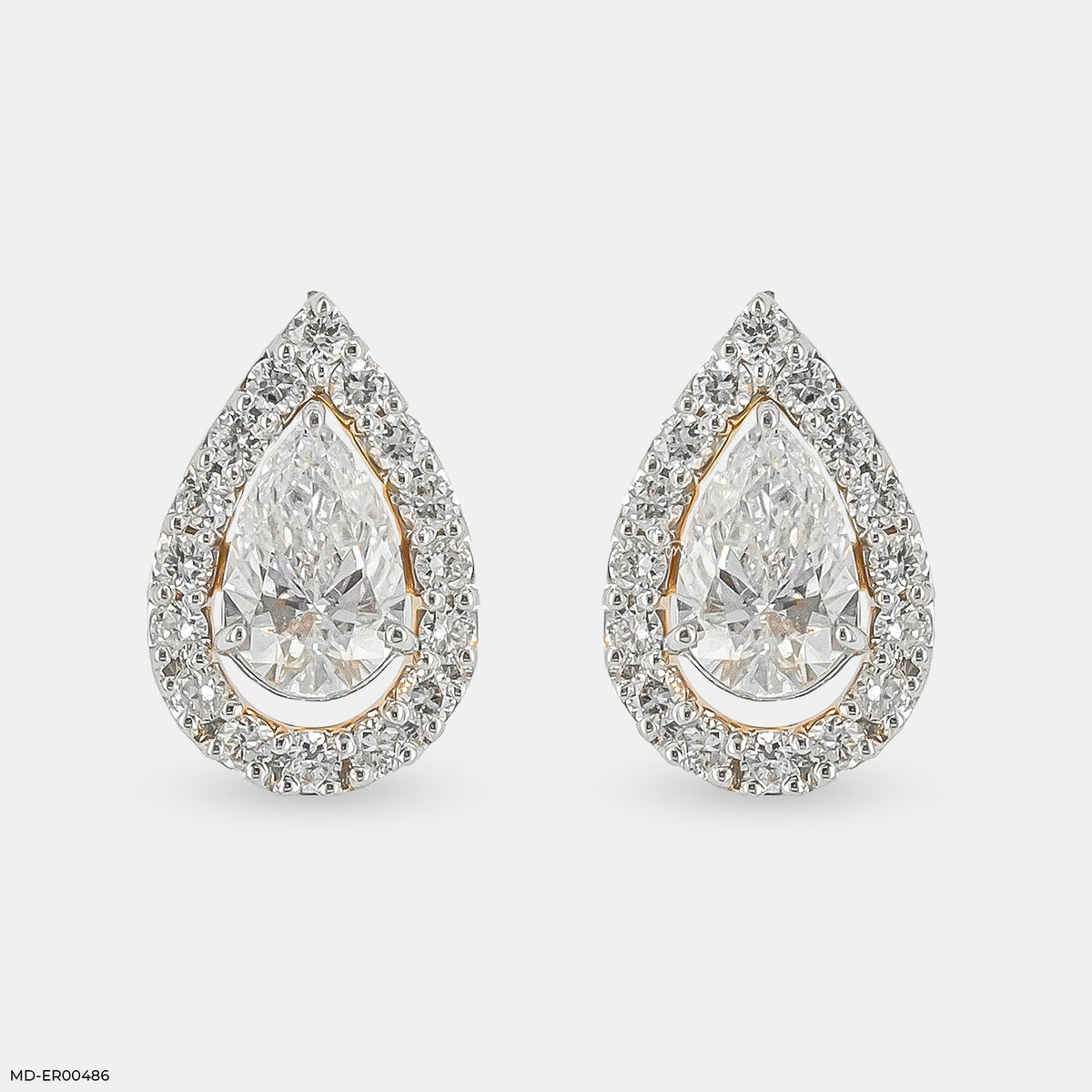 Pointer Pear Halo Diamond Earrings