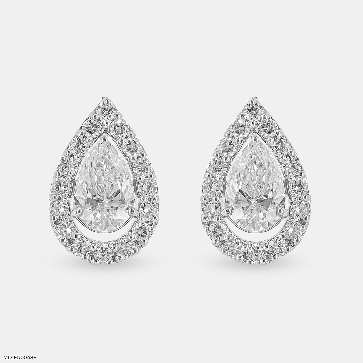 Pointer Pear Halo Diamond Earrings