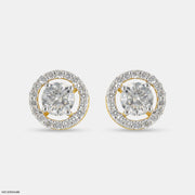 1 Carat Round Solitaire Halo Earrings