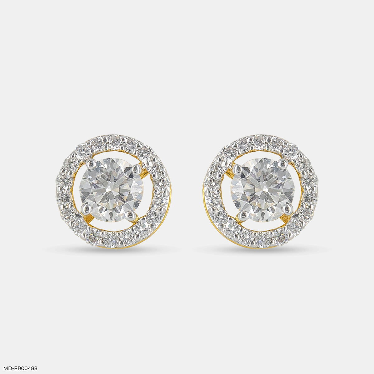 1 Carat Round Solitaire Halo Earrings
