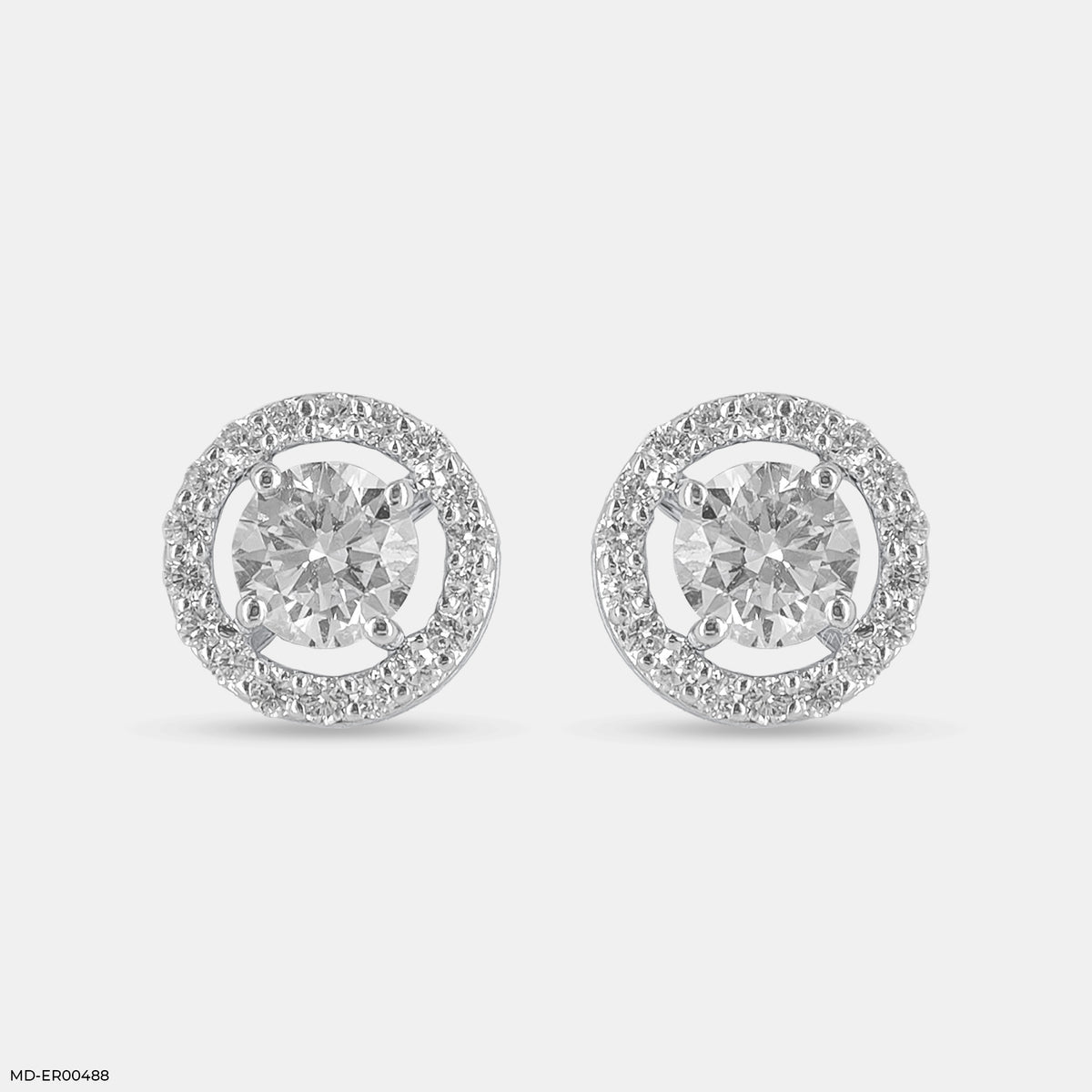 1 Carat Round Solitaire Halo Earrings