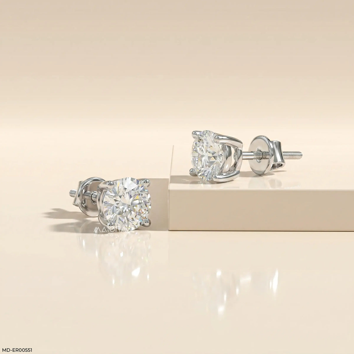 0.95 Carat Solo Solitaire Round Lab Diamond Studs Earrings