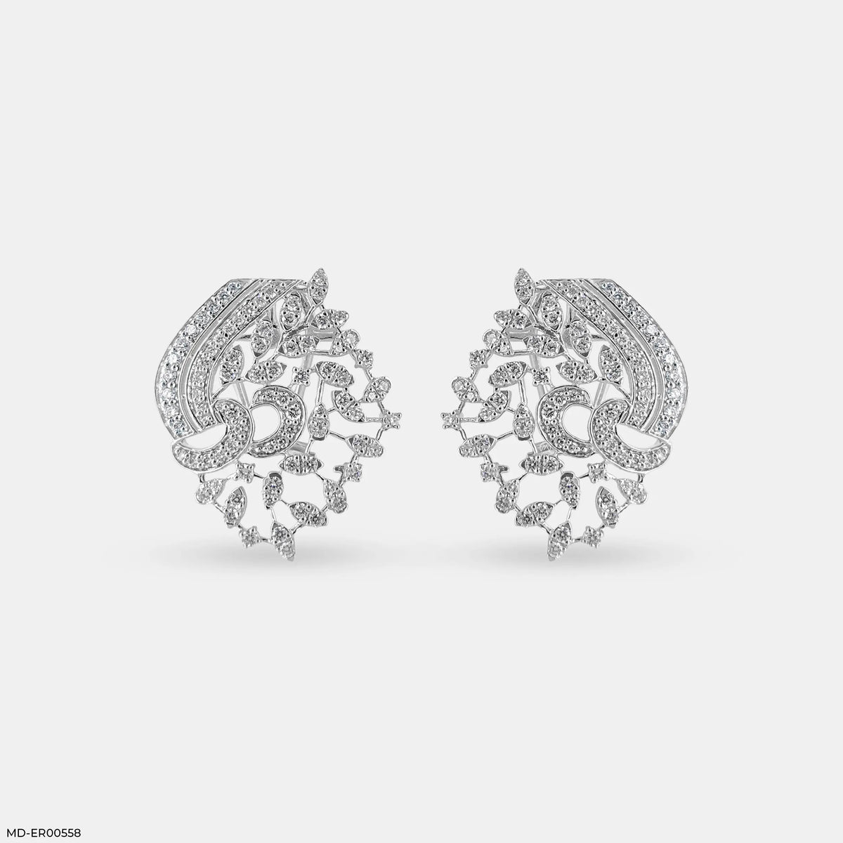Dual-Tone Swirls Diamond Earrings