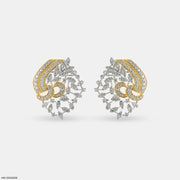 Dual-Tone Swirls Diamond Earrings