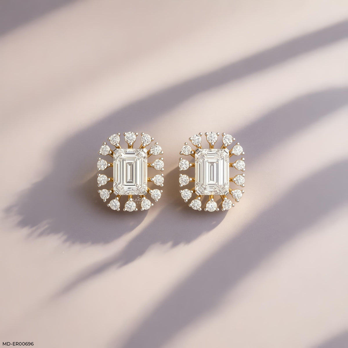 Radiant Emerald Halo Studs