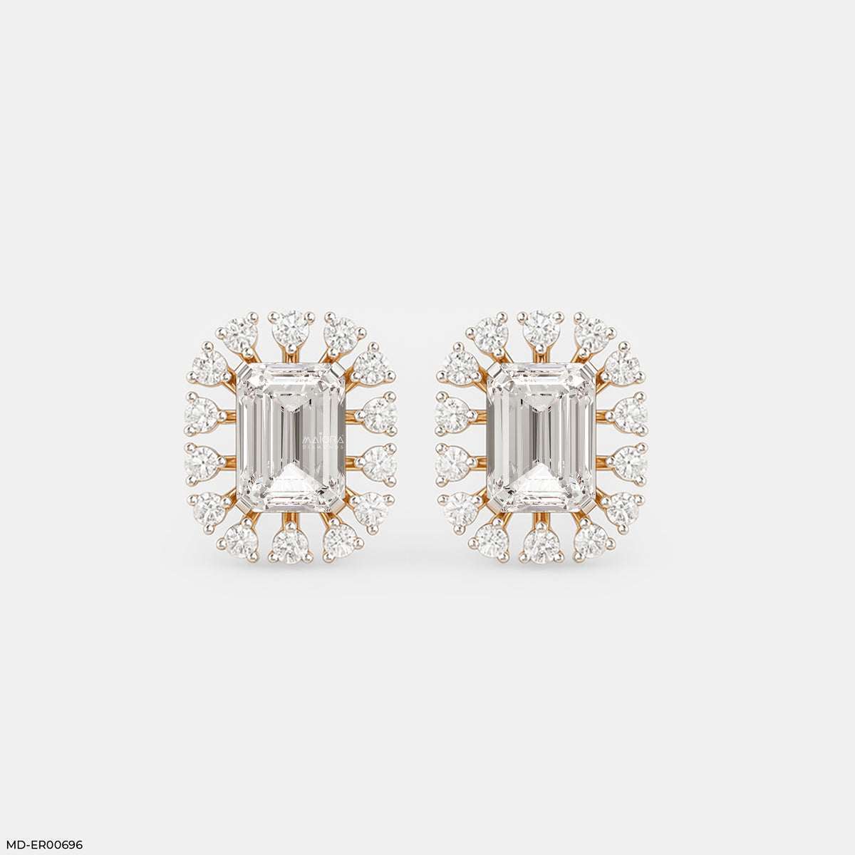 Radiant Emerald Halo Studs