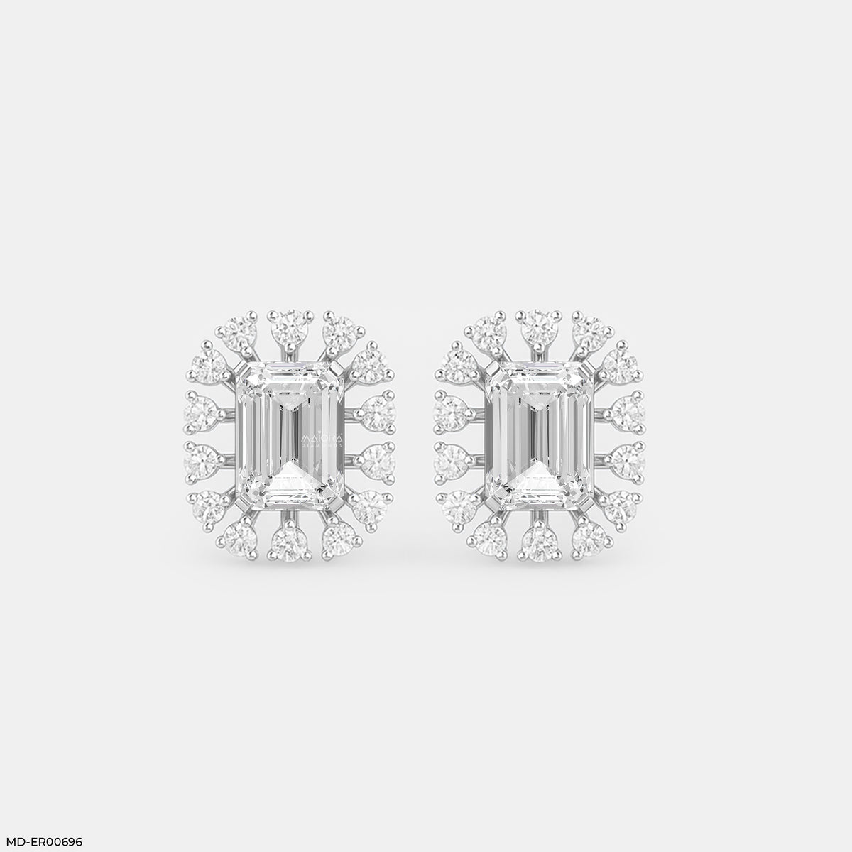 Radiant Emerald Halo Studs