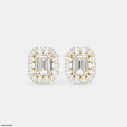 Radiant Emerald Halo Studs