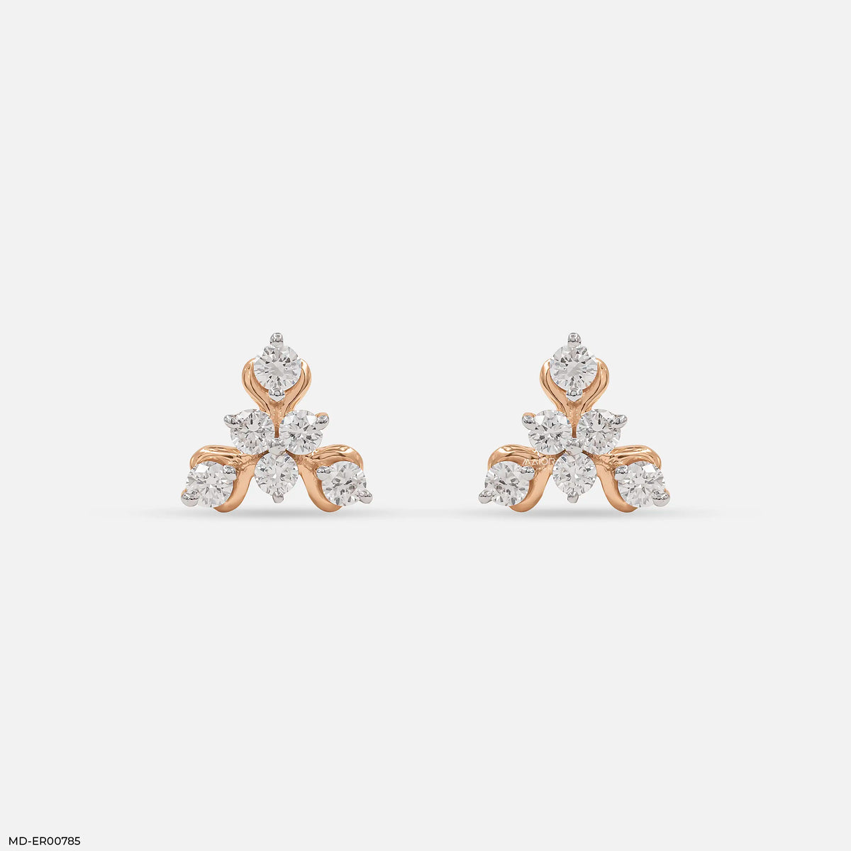 Golden Triangular Diamond Stud Earrings