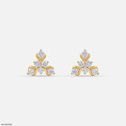 Golden Triangular Diamond Stud Earrings