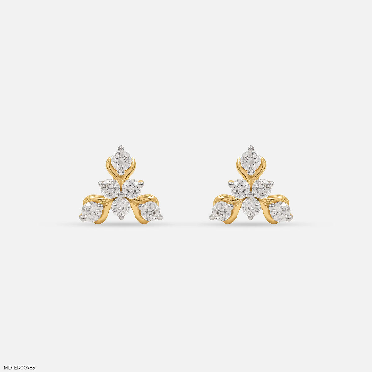 Golden Triangular Diamond Stud Earrings