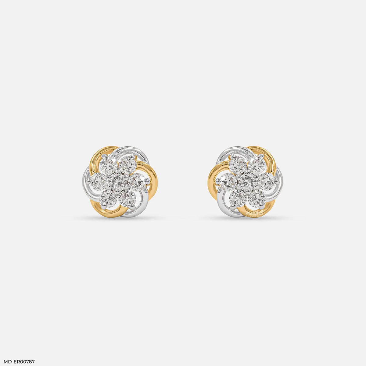 Twisted Knot Cluster Diamond Earrings