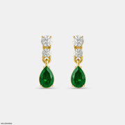 Rainy Emerald Drop Diamond Earrings