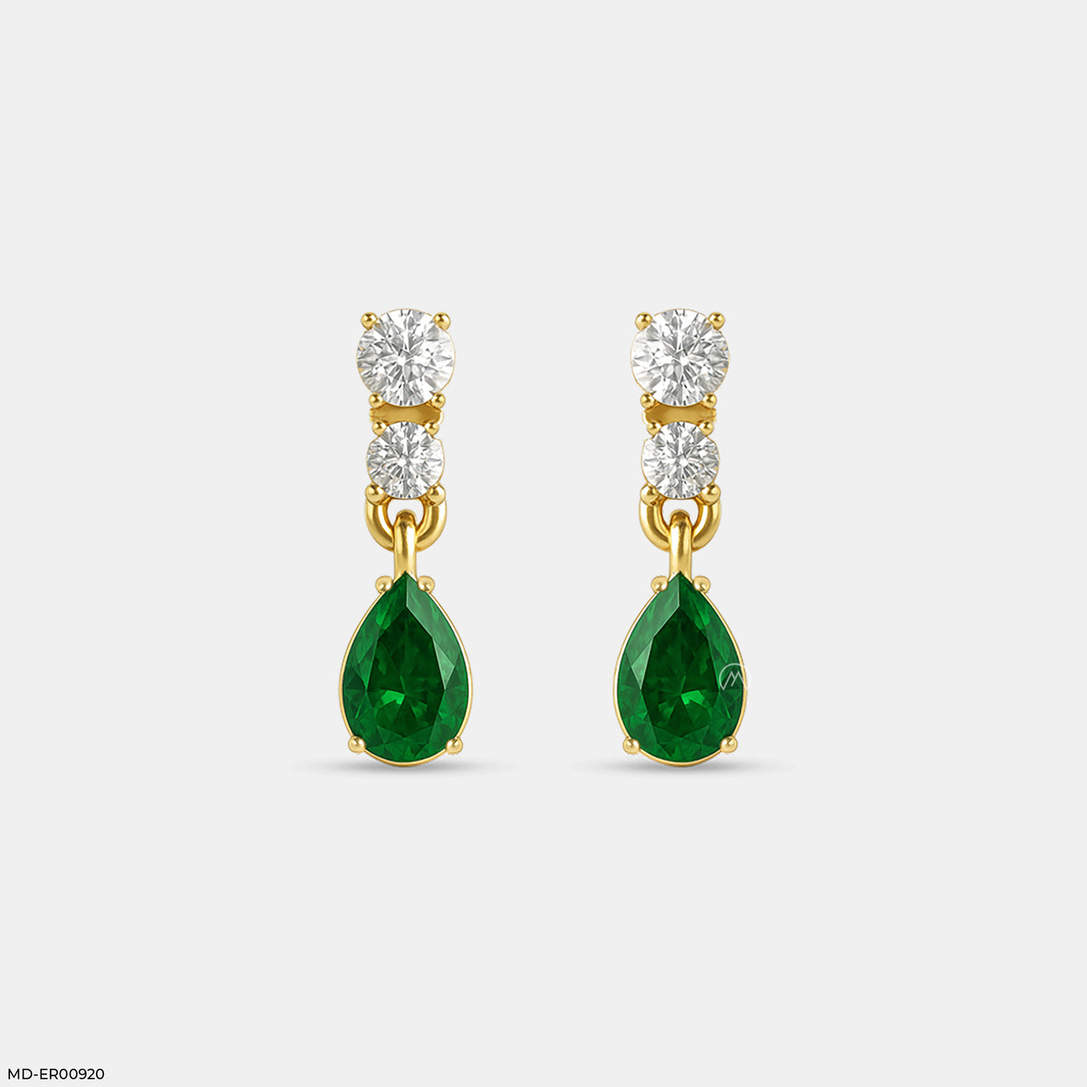 Rainy Emerald Drop Diamond Earrings