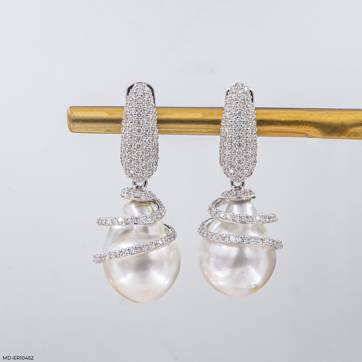 1.15 Carat Pearl Drop Hip Hop Diamond Earrings