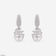 1.15 Carat Pearl Drop Hip Hop Diamond Earrings