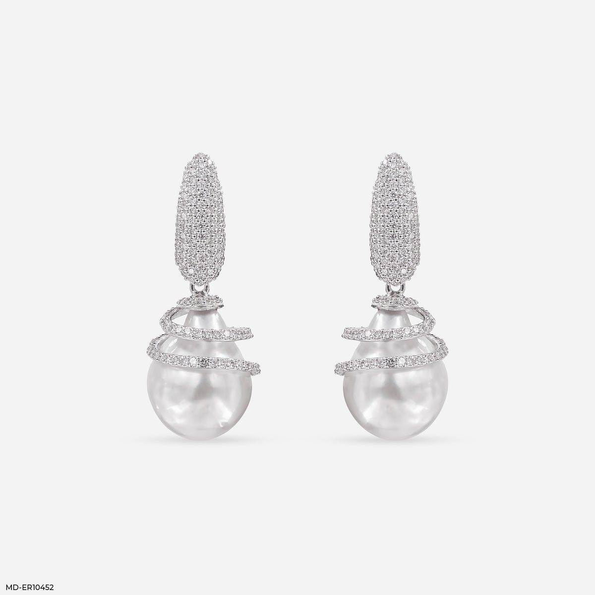 1.15 Carat Pearl Drop Hip Hop Diamond Earrings