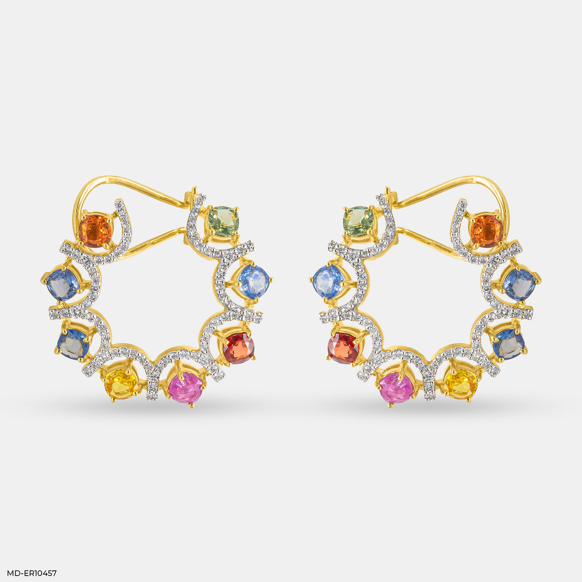 Rainbow Diamond Hoops Earrings