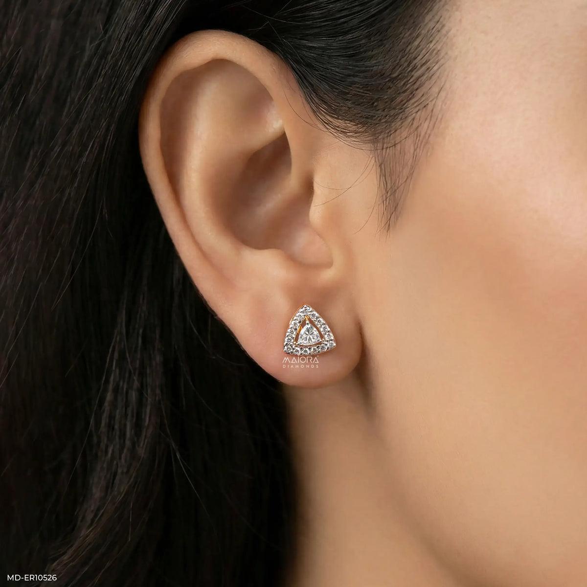 Triangle Halo Diamond Stud Earrings